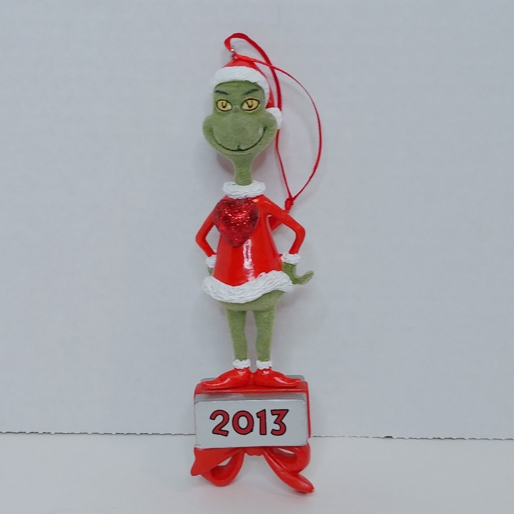 Grinch Figure Christmas Ornament 2013 Flocked Body